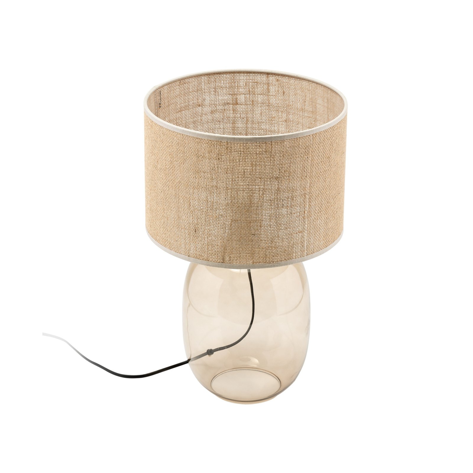 Lampă de masă Melody, înălțime 48 cm, sticlă maro, iută naturală