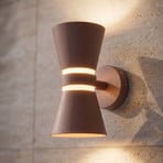 Lucande LED-Außenwandleuchte Meravi, braun, 2-flg., IP44