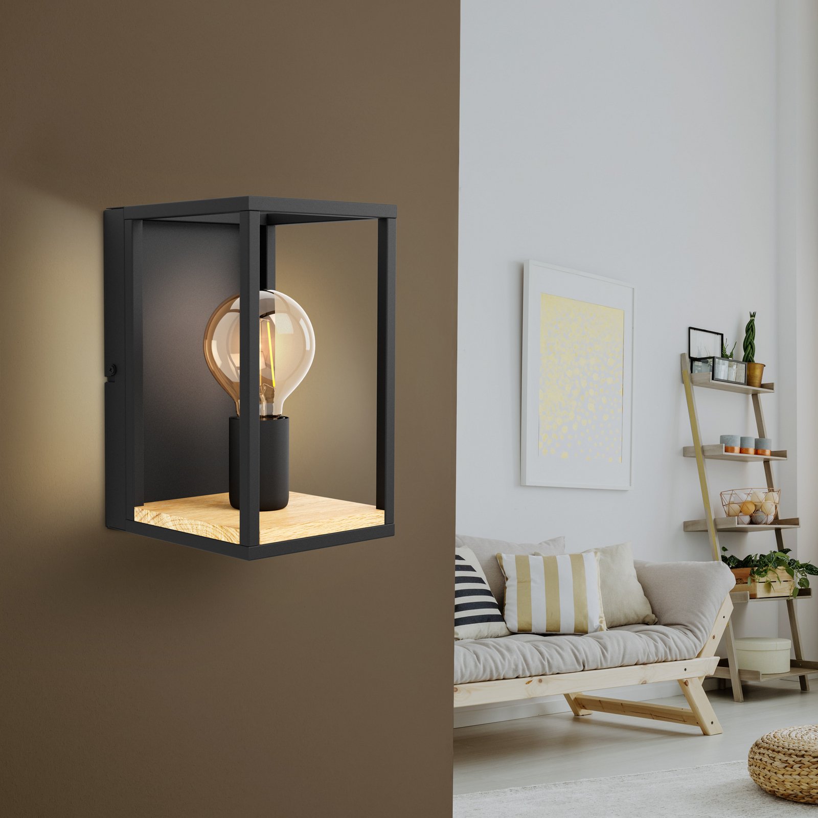 Libertad seinävalaisin, leveys 14 cm, musta/puu, teräs