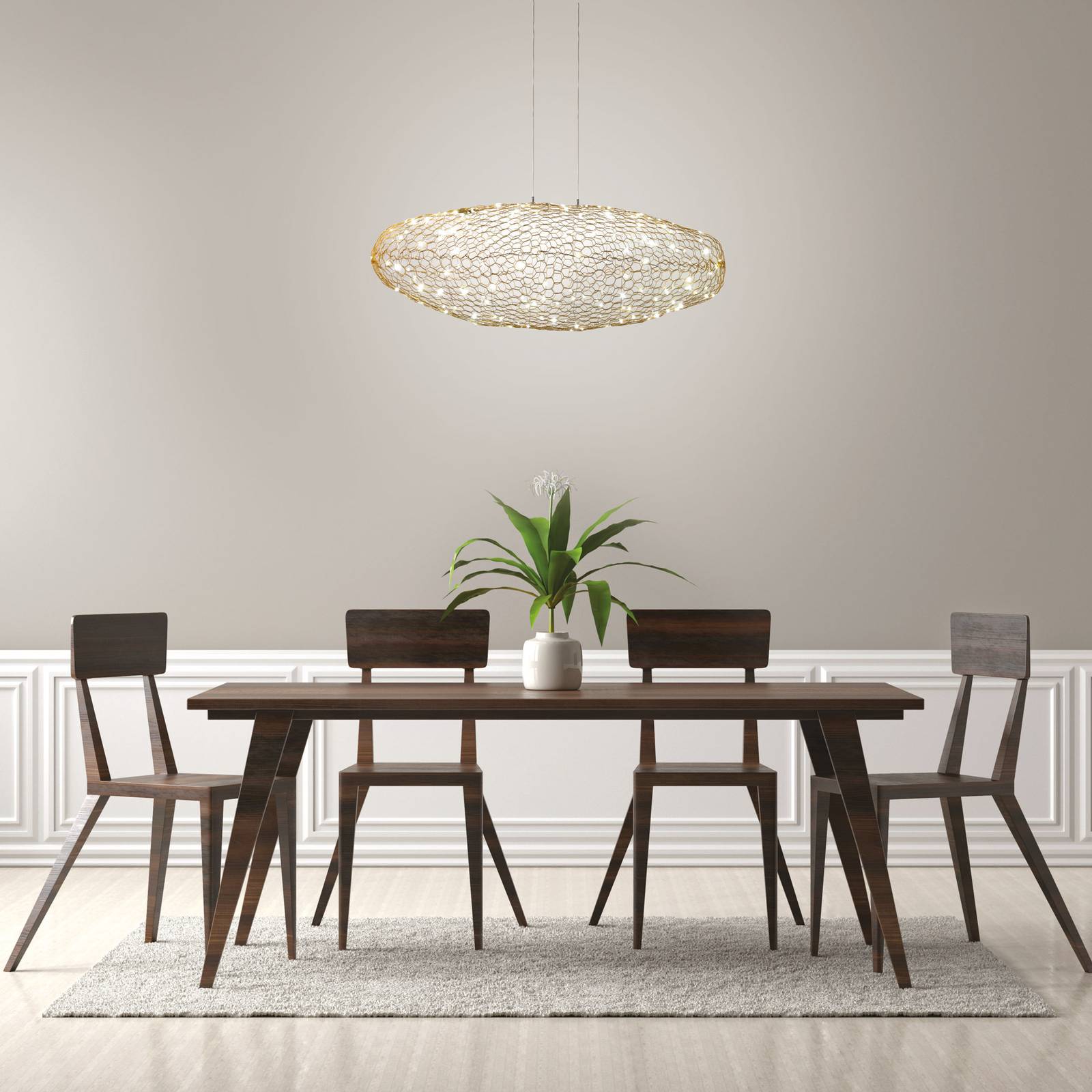 Fabas Luce Sumter suspension LED dimmable ovale doré