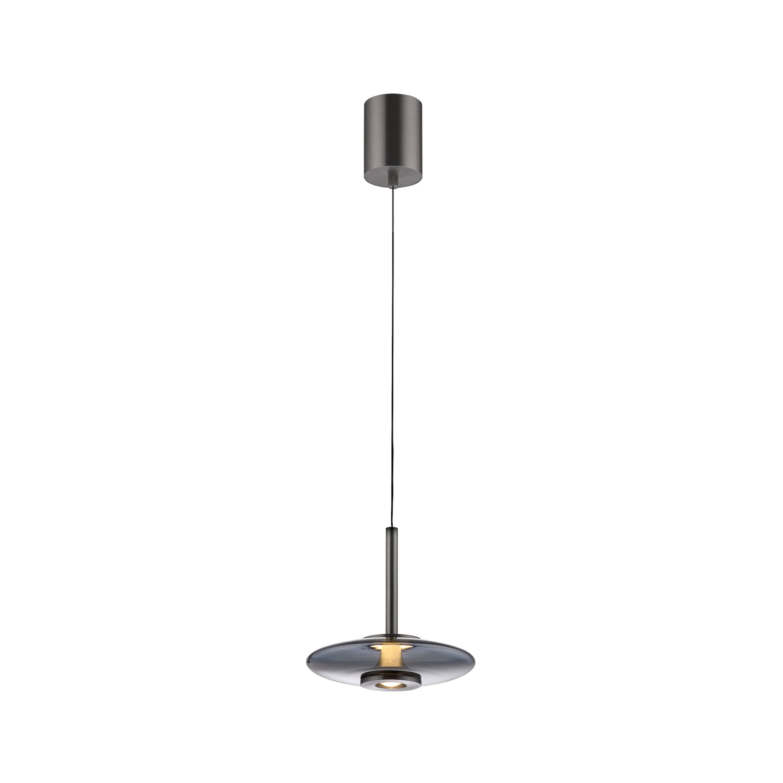 Suspension LED Vitrum, grise, verre/aluminium, Ø 22 cm - PURE