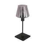 Galda lampa „Ancilla“, melna/dūmakaina, 33 cm, metāls, stikls, E14
