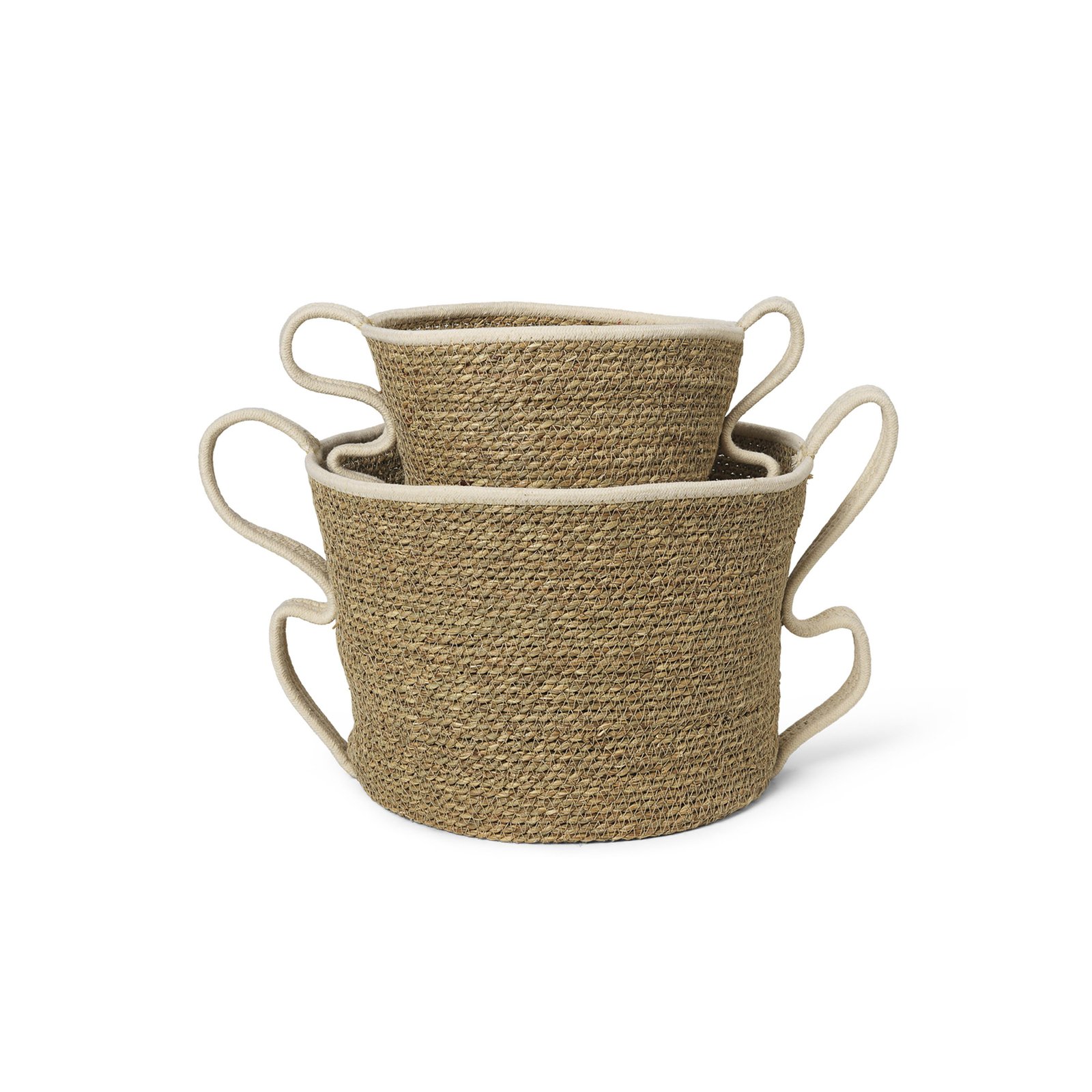 ferm LIVING basket Verso, white, sea grass, woven, 2-piece