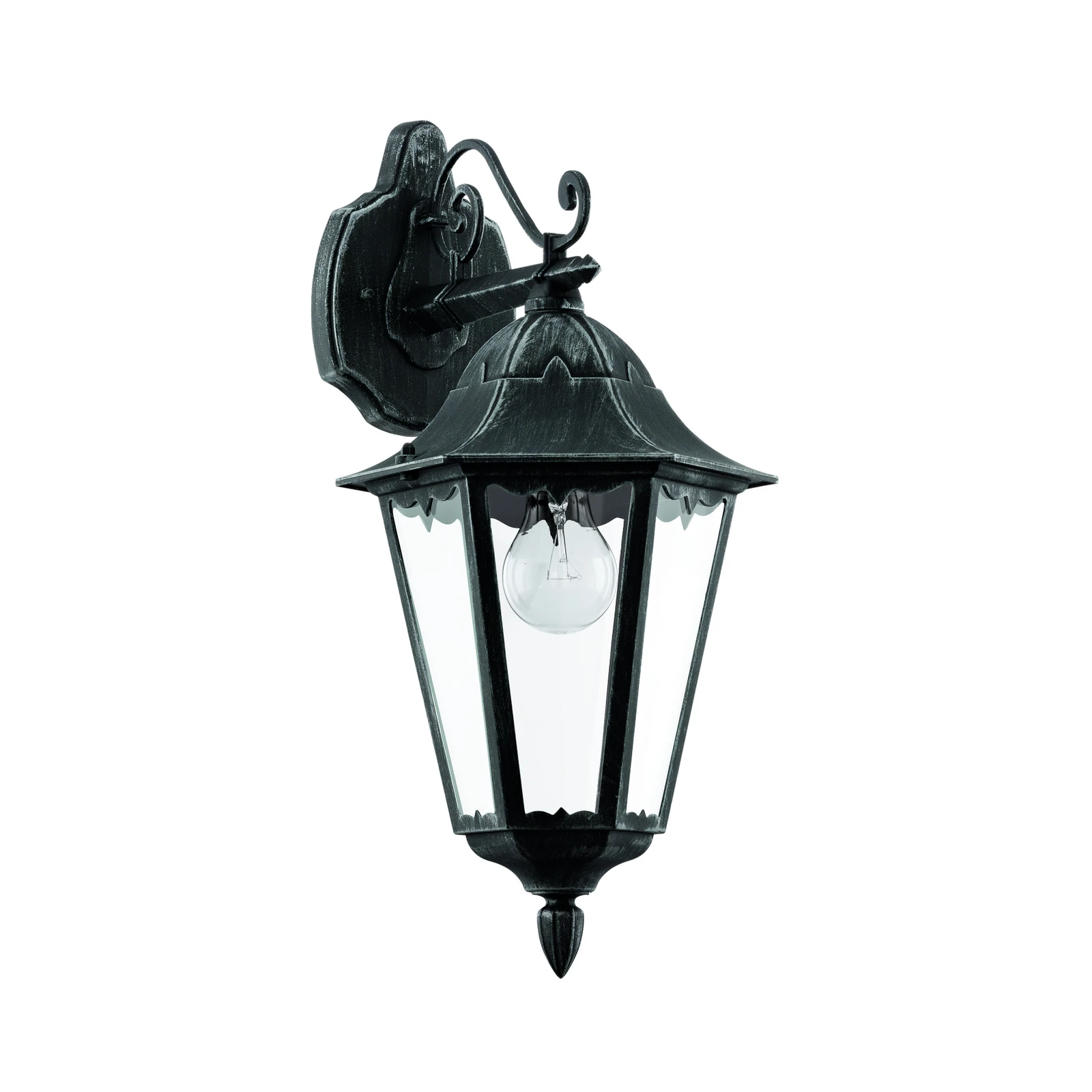 Āra sienas lampa „Navedo“, melna/sudraba, augstums 47 cm, gaismas virziens uz
