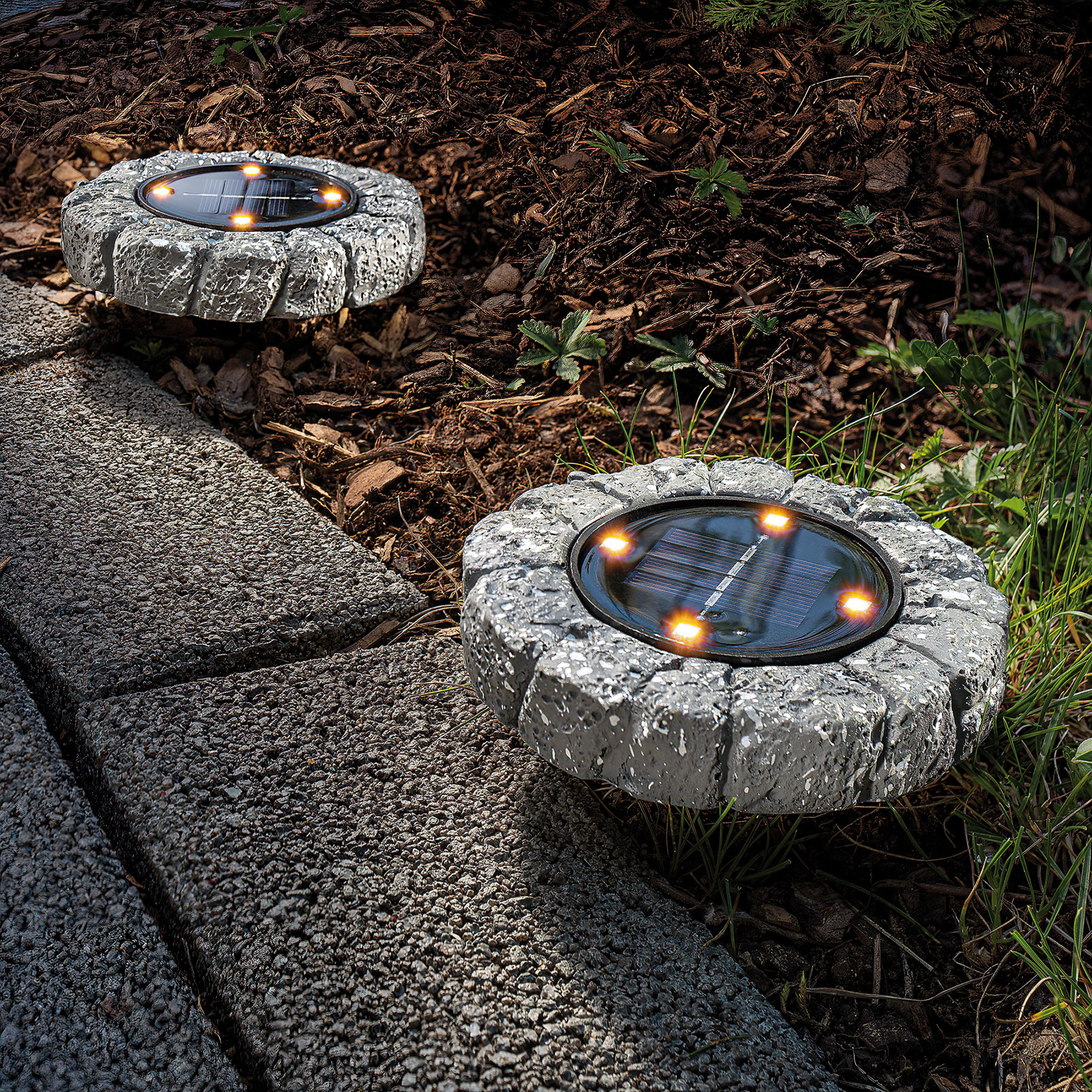LED floor lamp, set of 2 in concrete look