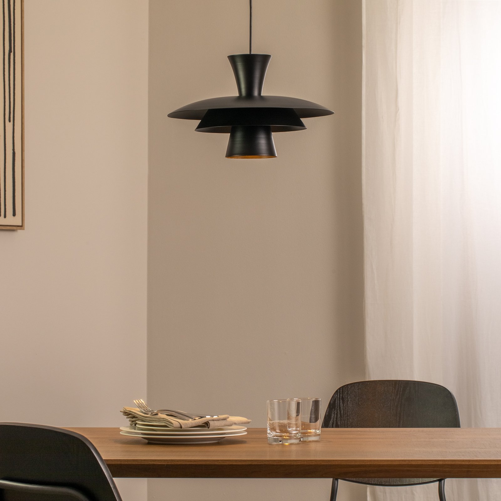 Lampada a sospensione Plato, nero, metallo, Ø 38 cm, E27