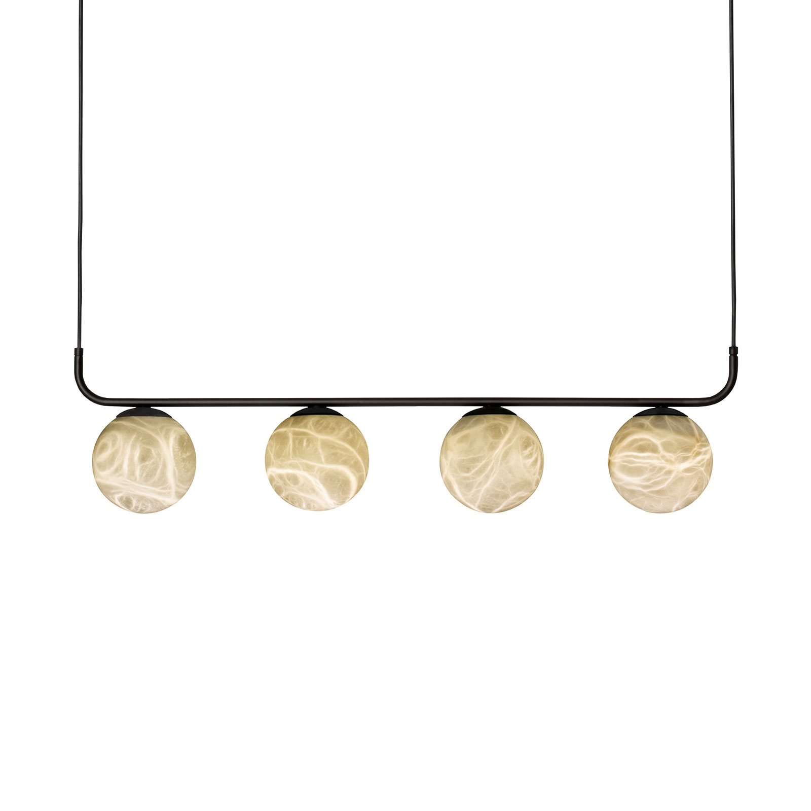 ALMA LIGHT BARCELONA Tribeca LED hanging light with alabaster four-bulb, for Living / Dining Room, alabaster, iron, 4.2 W, energy efficiency: A+, W: 92 cm