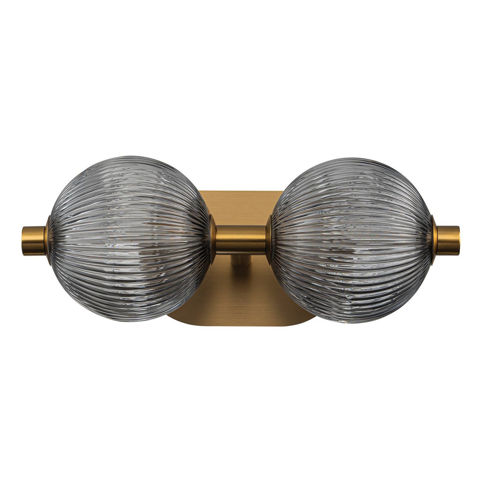 Quintiesse Aplică de perete LED PALMAS auriu/gri fum Lățime 39 cm 2 becuri IP44 - Baie - Modern - auriu periat gri fumuriu - Metal