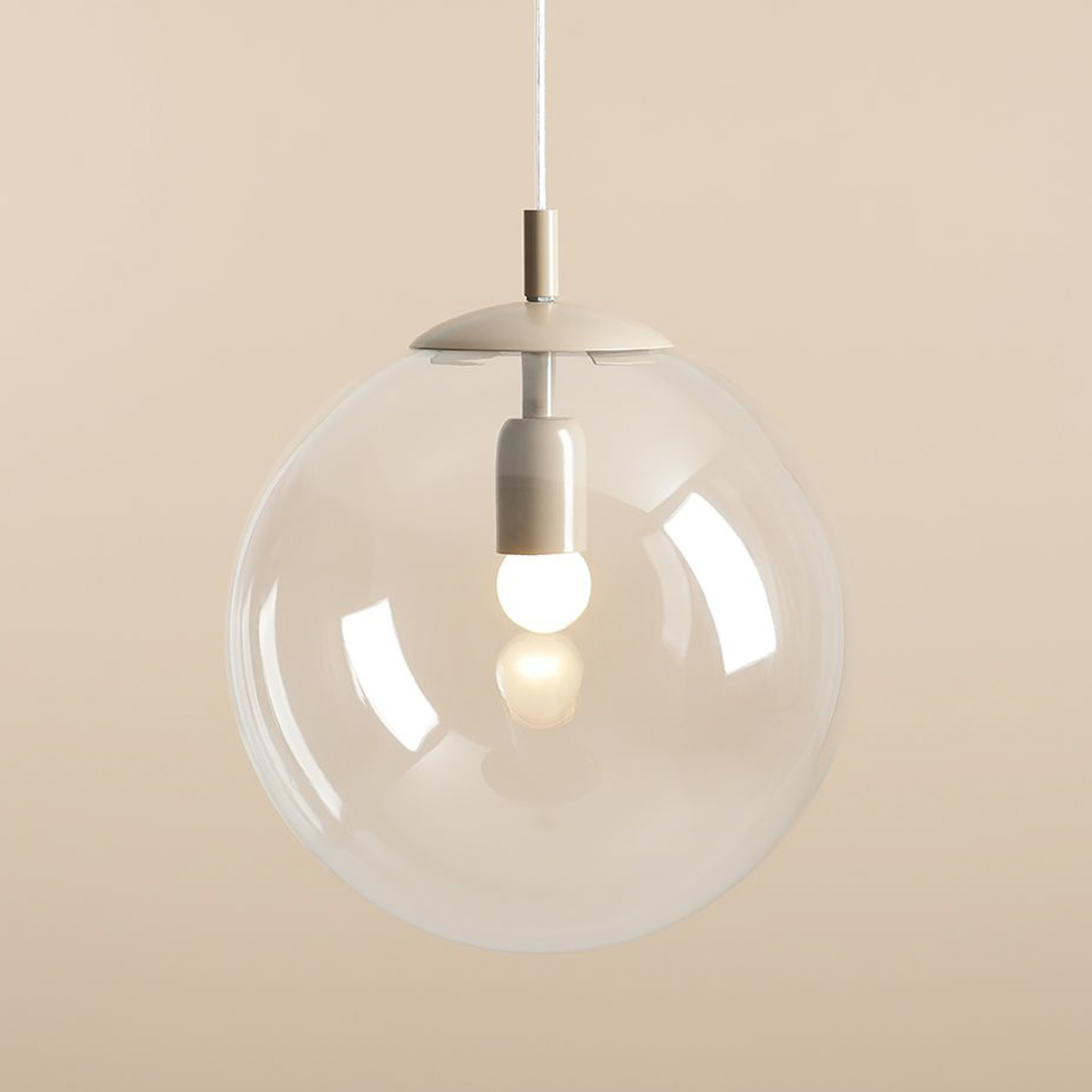 Lámpara colgante Nohr, vidrio, beige/transparente