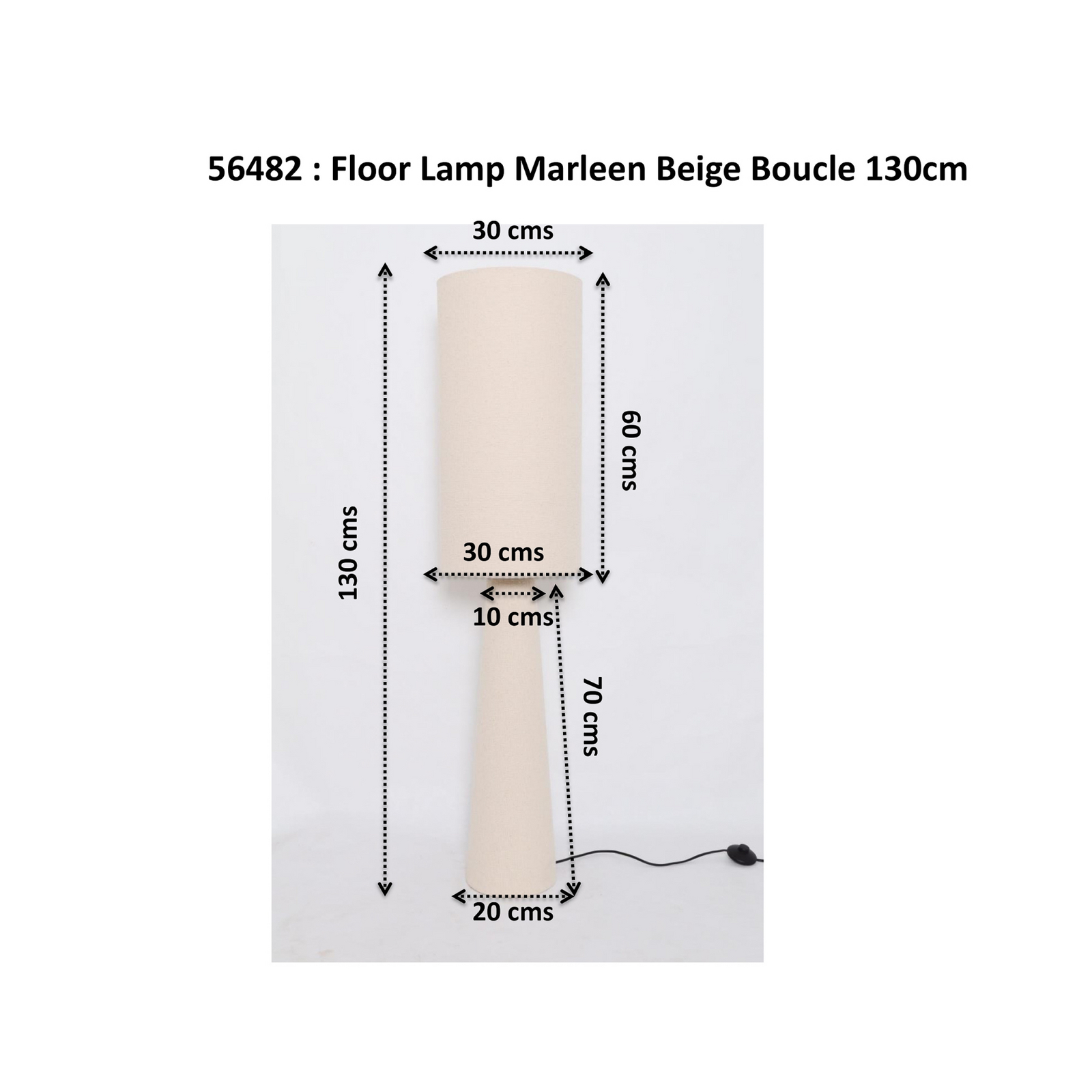 Lampe sur pied KARE Marleen, beige, lin, 130 cm, E27