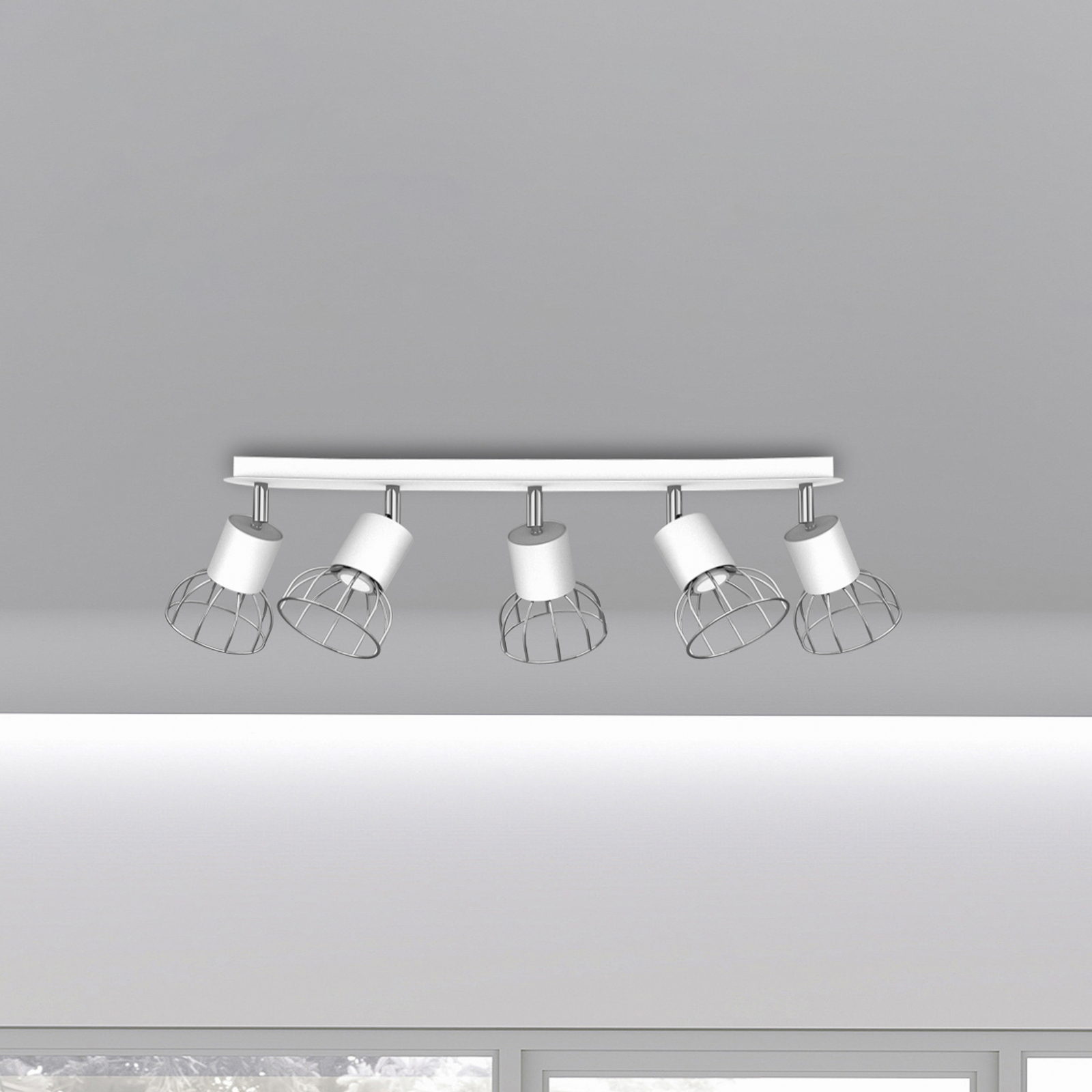 Danjel spot pour plafond à 5 lampes, blanc/argenté