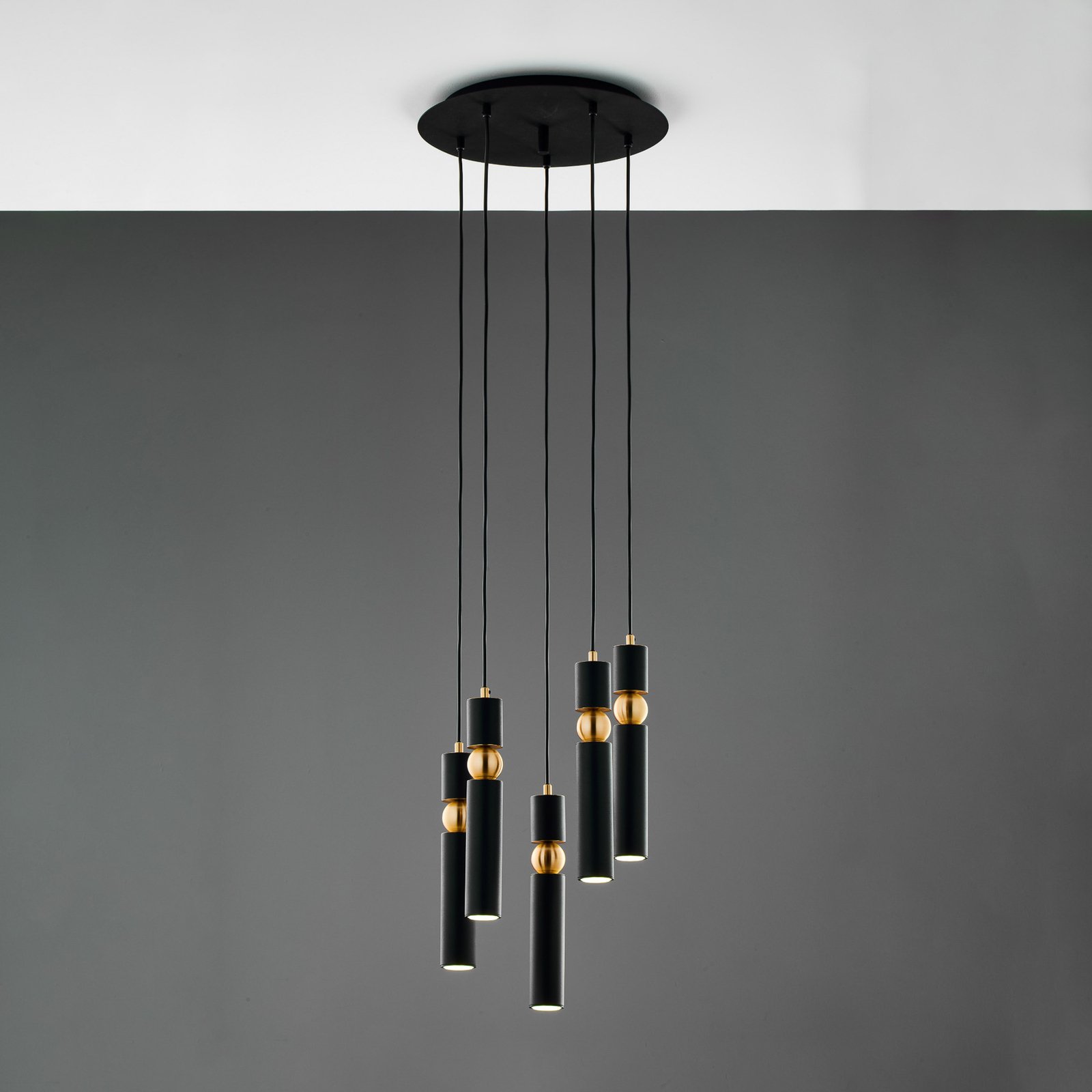 Suspension Alas, 5 lampes, noir, métal, GU10