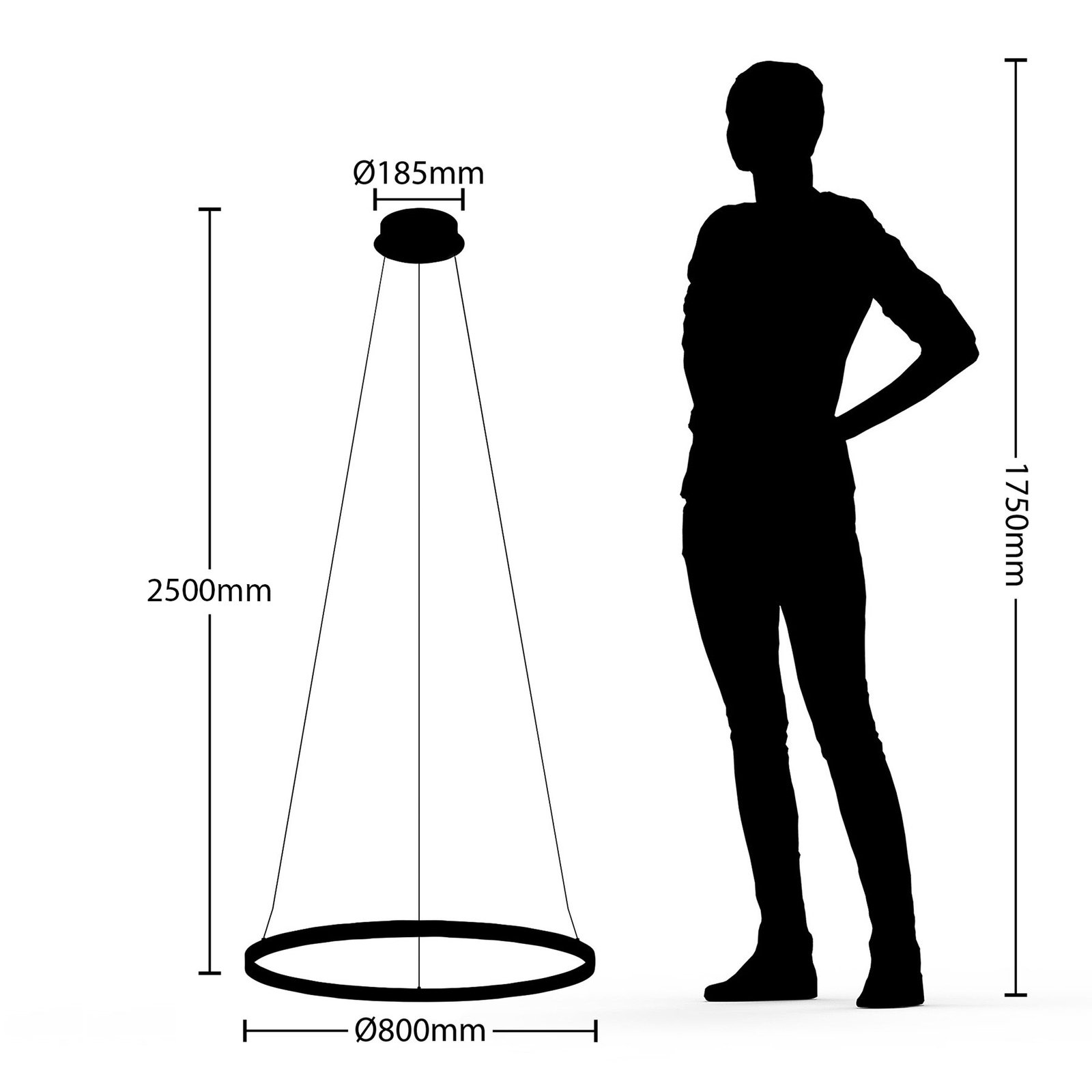 Luminária suspensa Arcchio Albiona LED, 1 anel, 80 cm