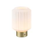 LED table lamp Lord, brass/opal, height 19.5 cm, glass