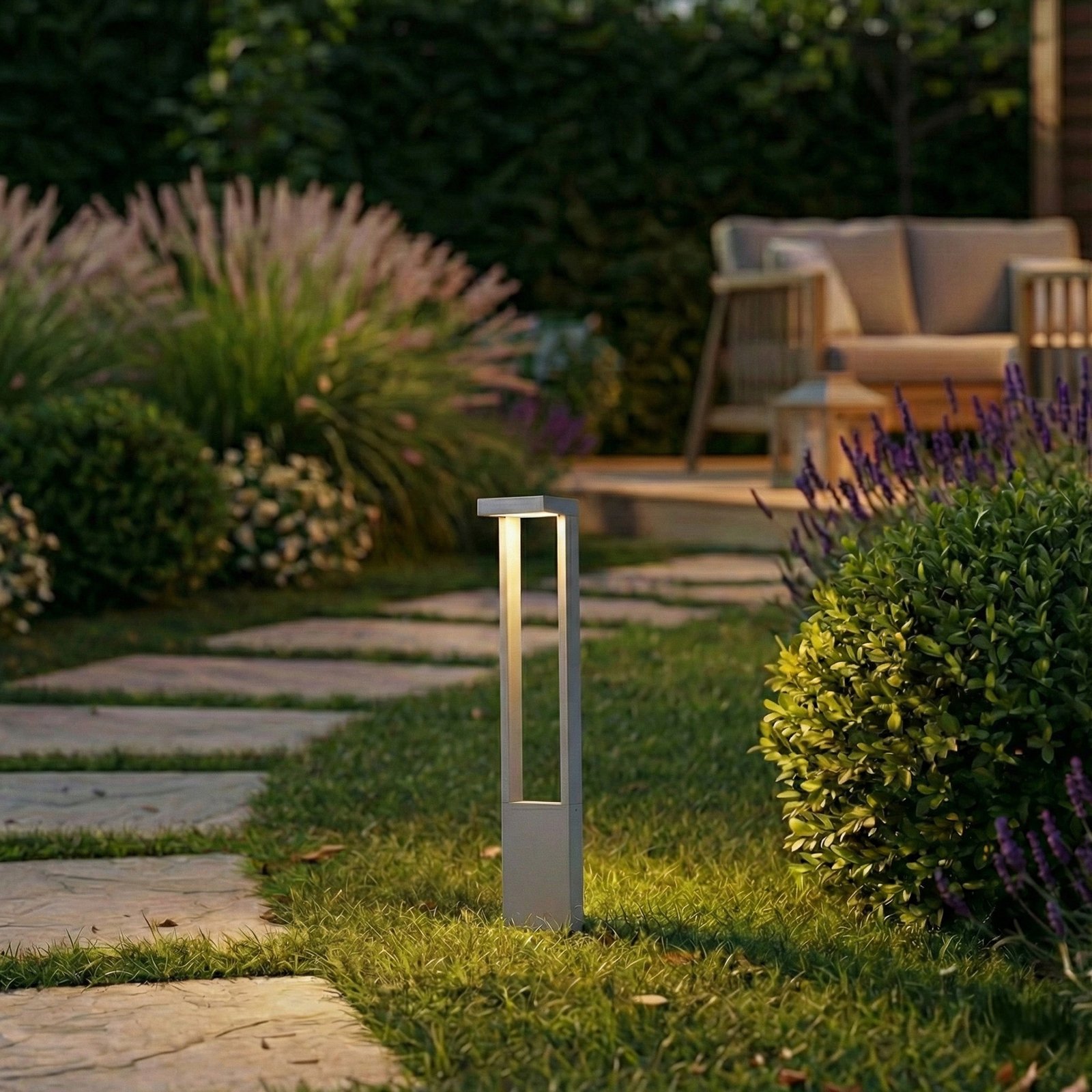 Bolardo luminoso LED Lindby Lonete, gris, altura 65 cm, IP65 Bolardo luminoso LED Lindby Lonete, gris, altura 65 cm, IP65