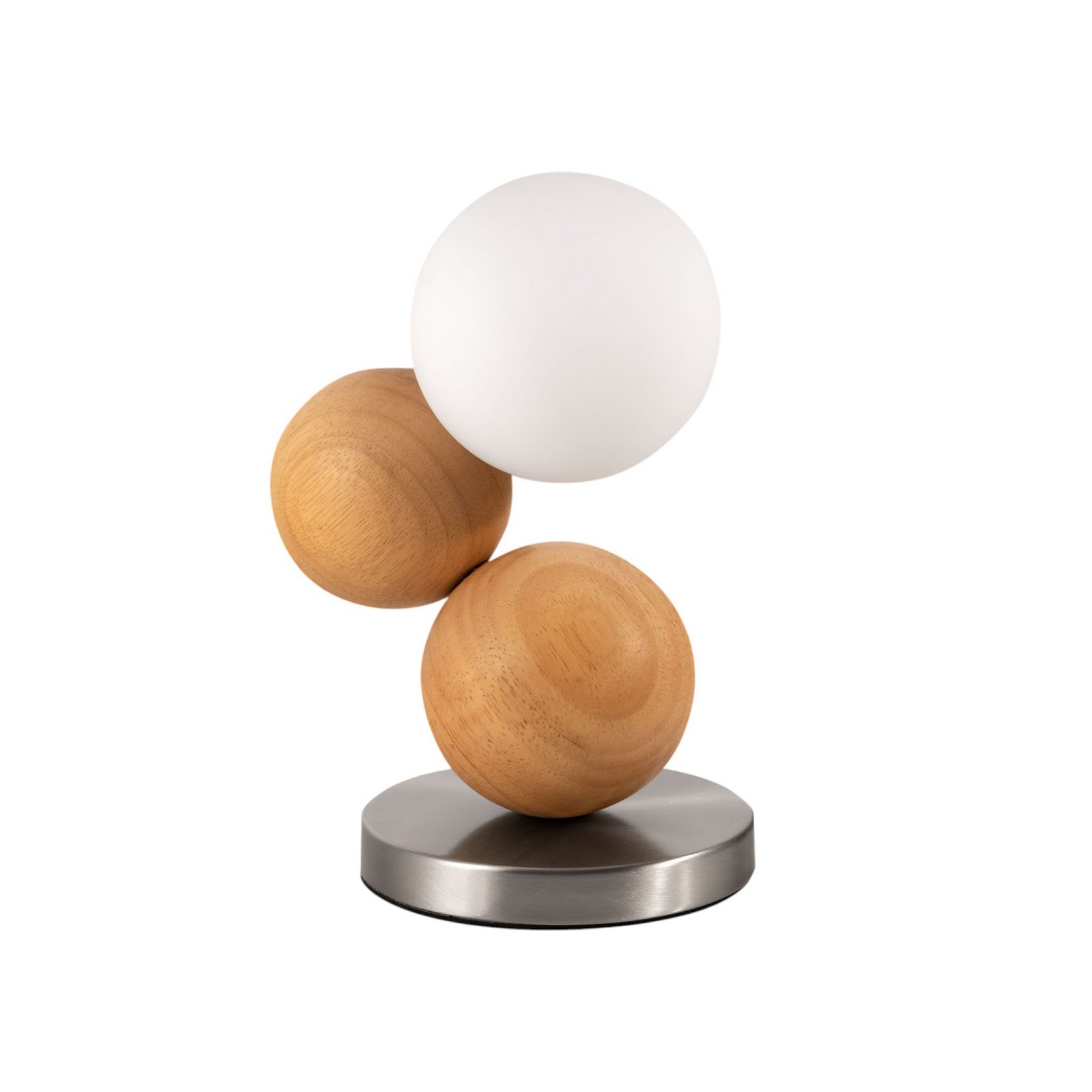 Micky table lamp, light wood/nickel, wood, dimmable, G9