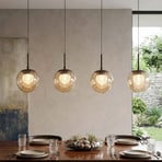 LED-Hängeleuchte Solis, 4-fl. lang, bronze, Glas, 2.700 K