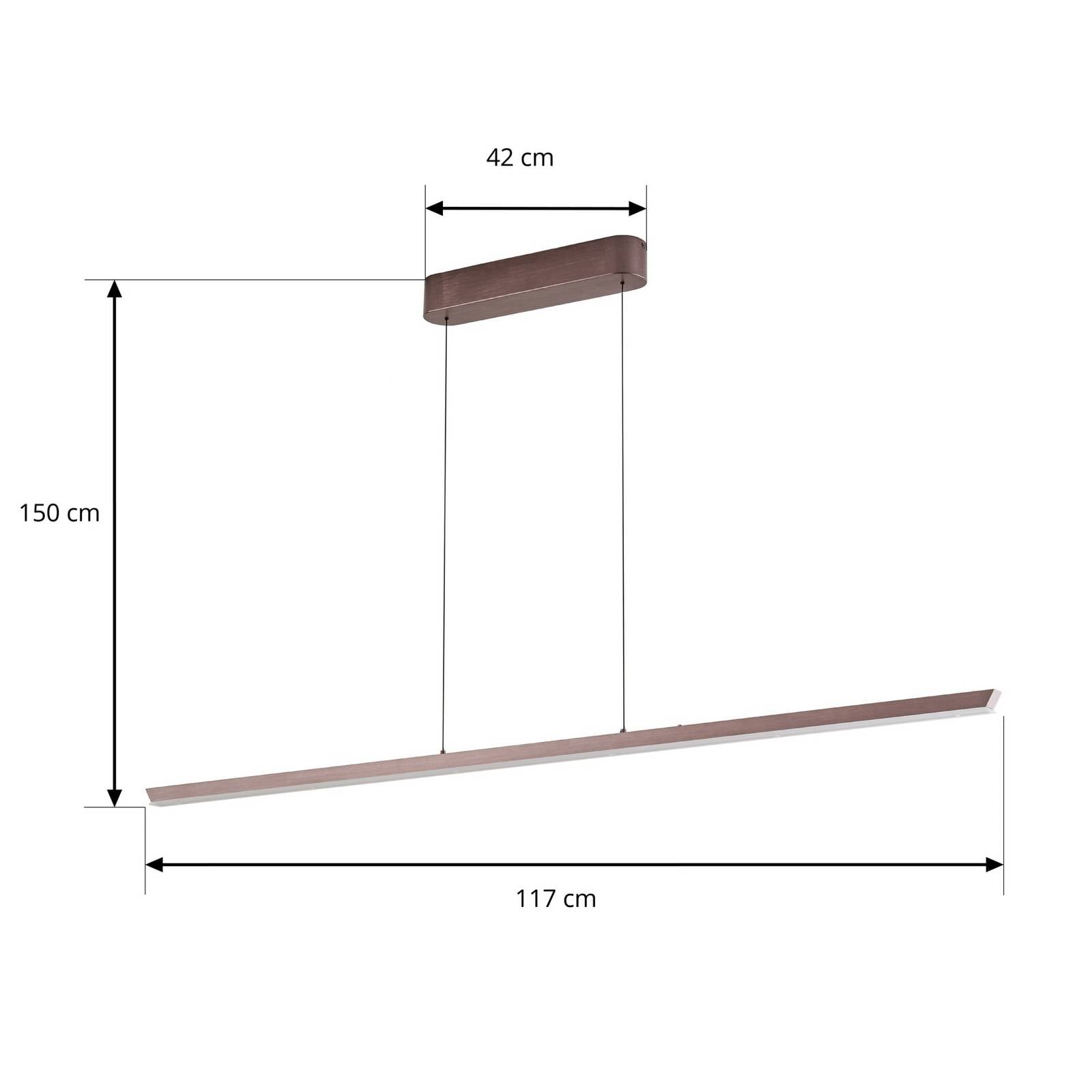 Żyrandol LED Lucande Solvar, 158 cm, brązowy, CCT, ściemniany