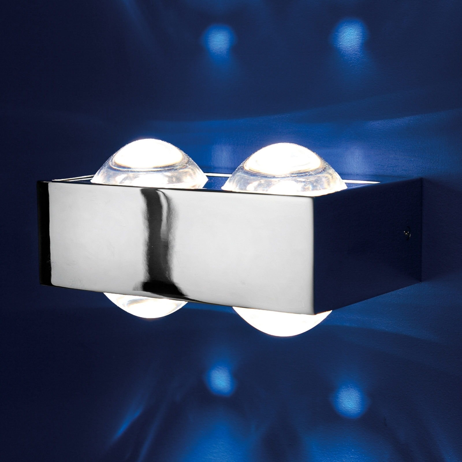 Lámpara de pared Focus 150, 4 lentes, cromo