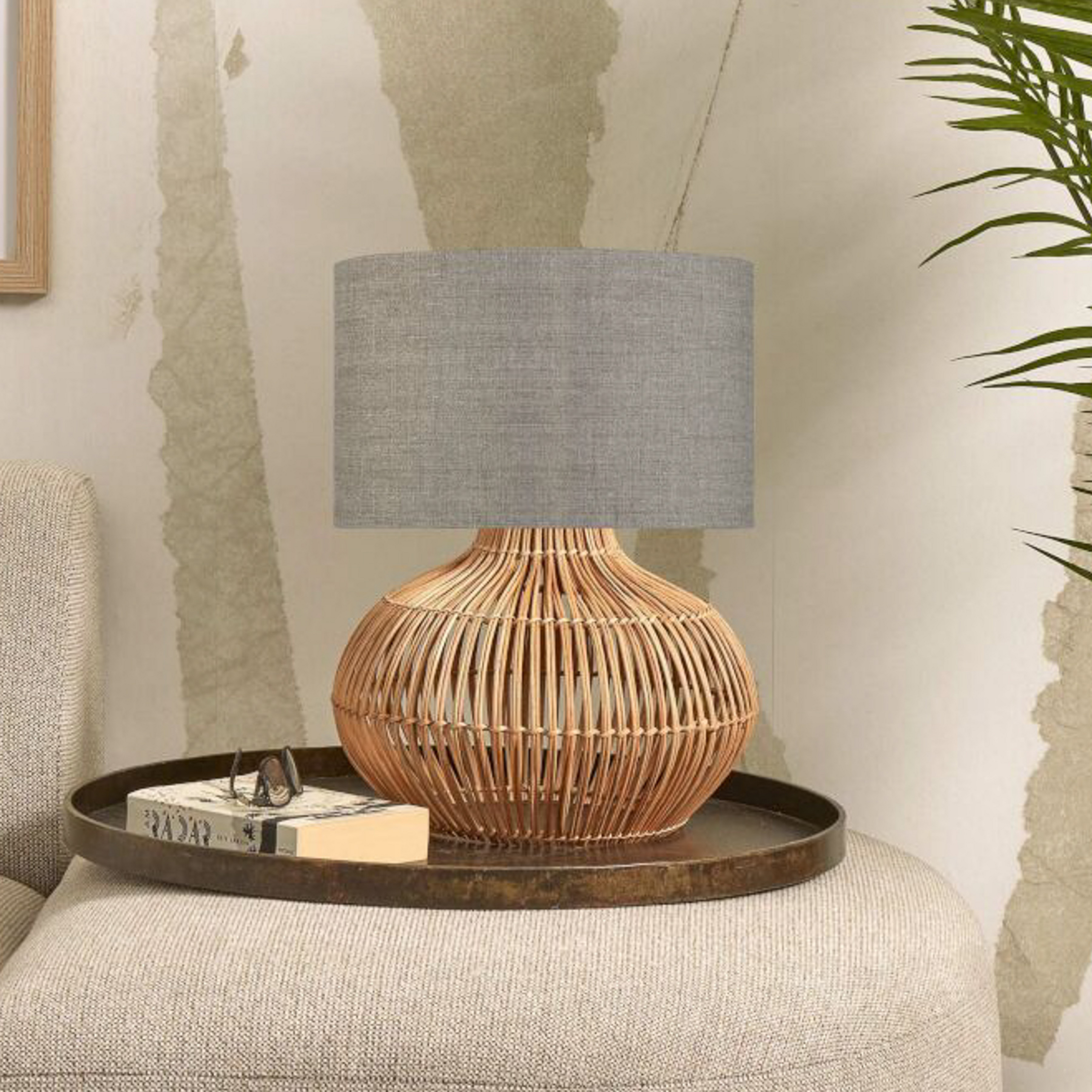 GOOD & MOJO Kalahari lampe de table 32cm lin foncé