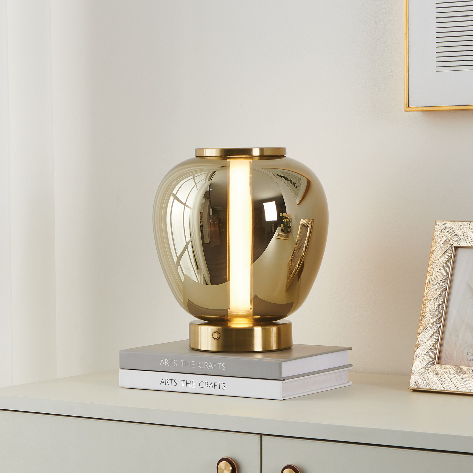 Stars of Light LED tafellamp Fruitera goud 25 cm glas CCT