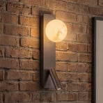 Wandleuchte Carrara mit Glaskugel und LED-Leselampe, braun