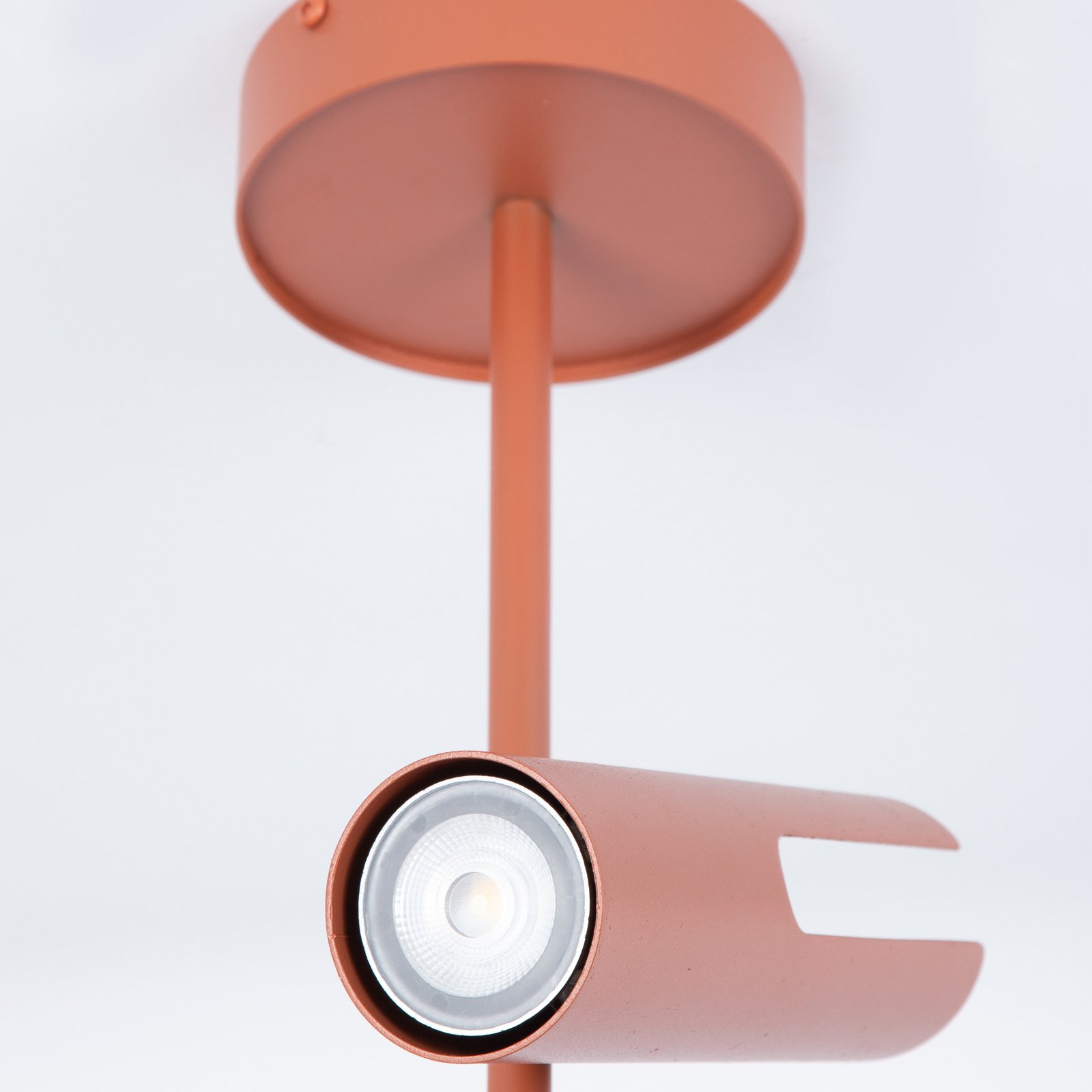 Deckenspot Leda 3, ziegelrot, 3-flammig, Stahl, Höhe 76 cm