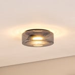 Titania ceiling light, smoke grey/black, glass, Ø 25 cm