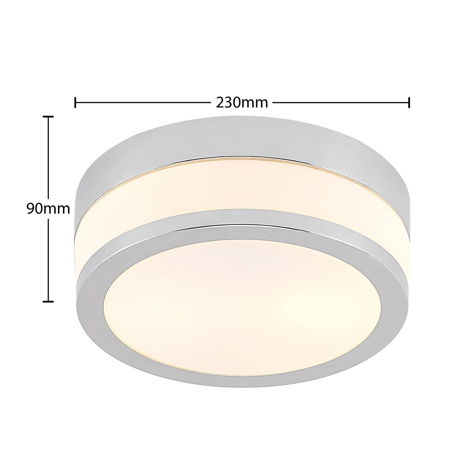 Lampa sufitowa Lindby Flavi, Ø 23 cm, chrom, szkło, IP44, E27