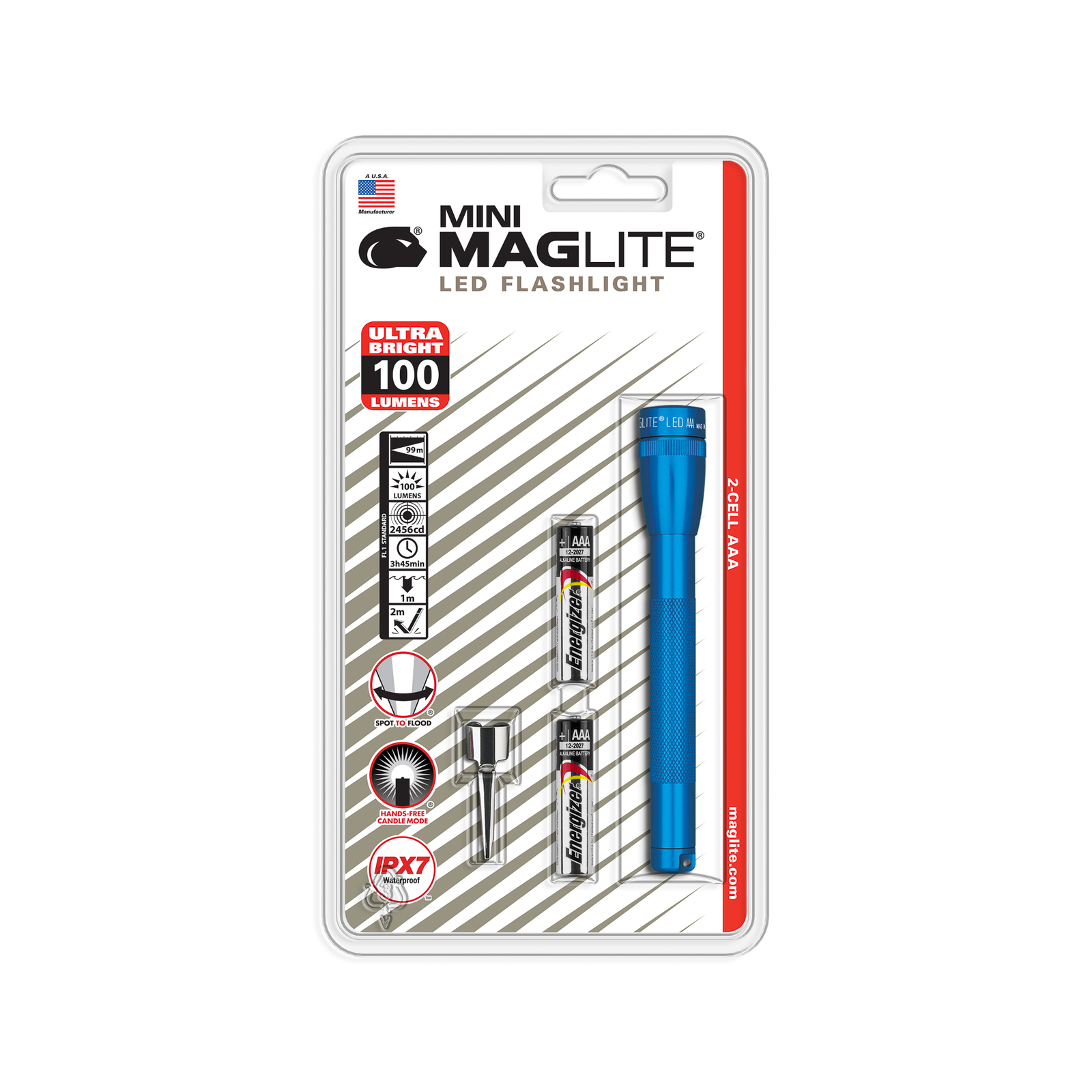 "Maglite" LED žibintuvėlis "Mini", 2 AAA elementų, mėlynos spalvos