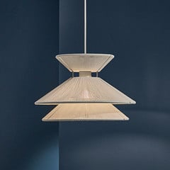 FRANDSEN függőlámpa Kiku fehér, Ø 35,5 cm, fém/vászon