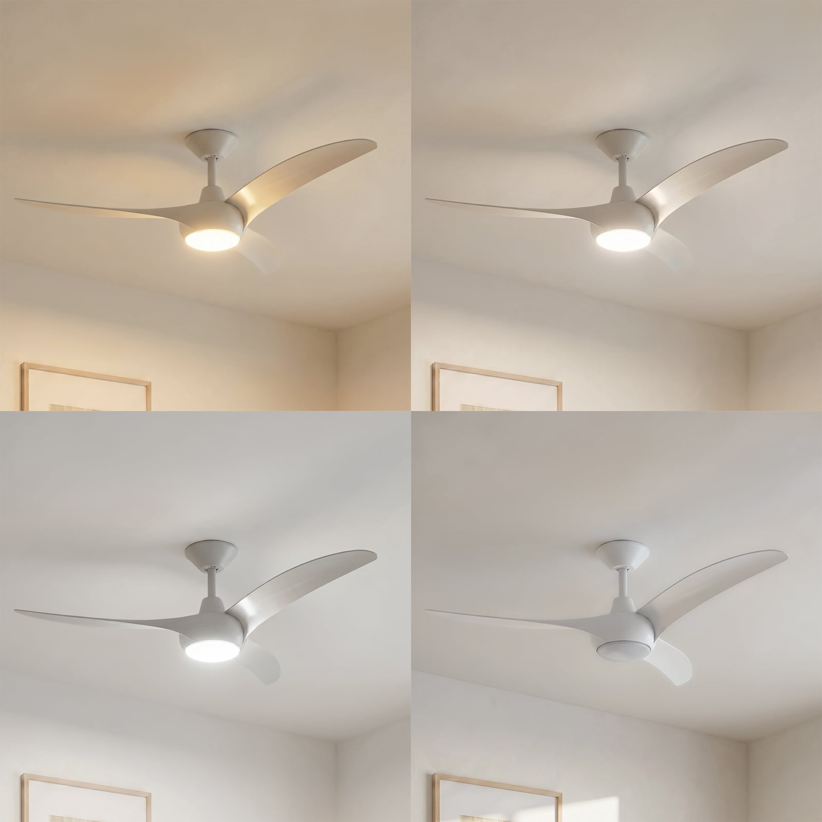 Ventilador de techo LED Lindby Briya, blanco, Ø 116 cm, CCT