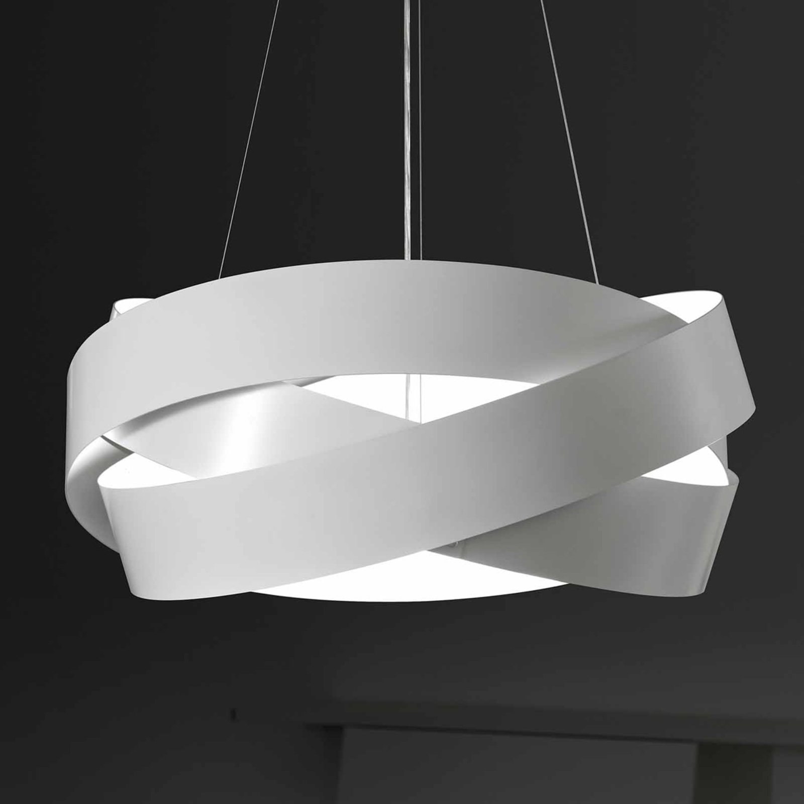 Lampă suspendată Pura pe alb, 60cm, 3x E27