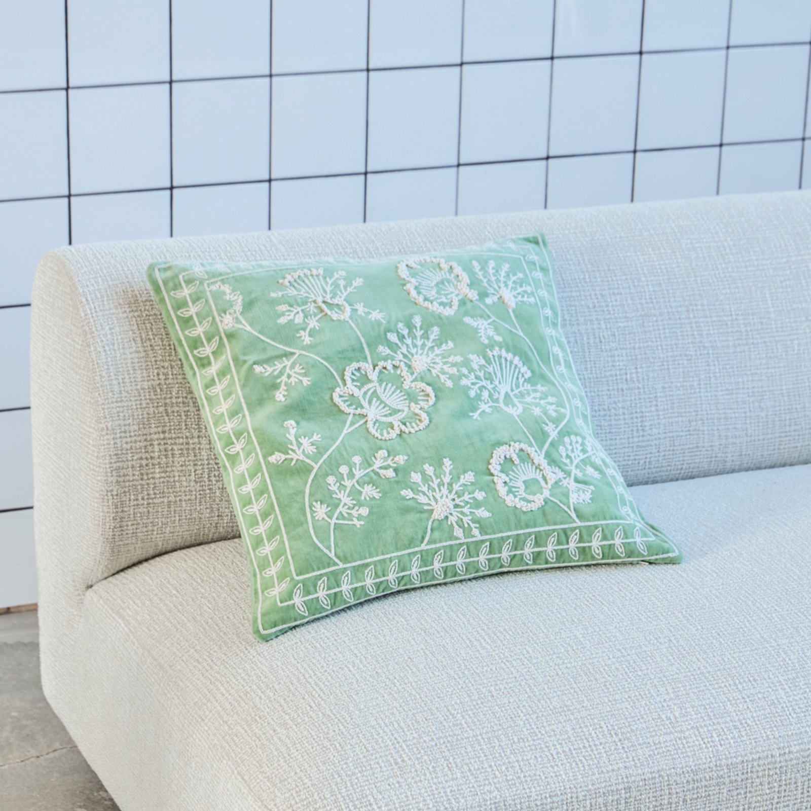 HDMano cushion cover, mint green/white, 50 x 50 cm - House Doctor