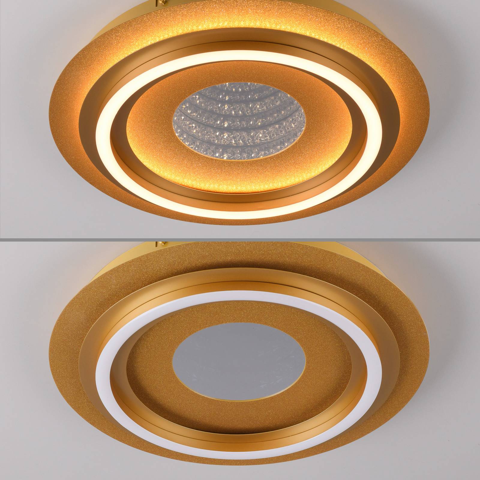 Lampa sufitowa LED Cichio, matowy złoty kolor, żelazo, 3 000 K