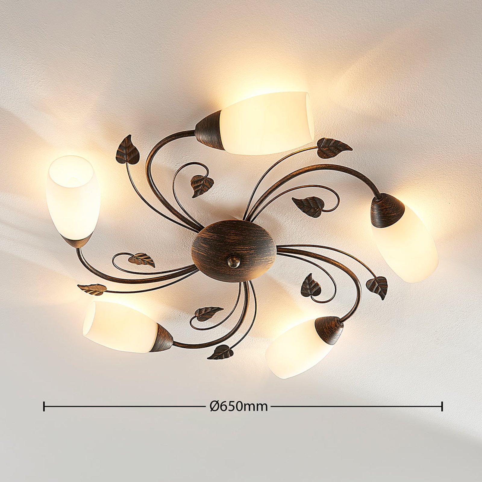 Stefania 5 Kattovalaisin White/Black-Gold - Lindby
