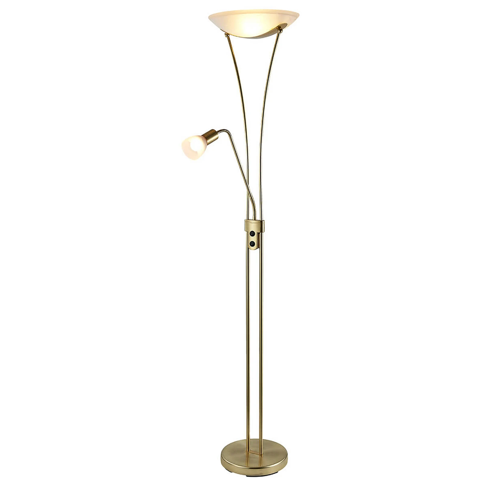 Lindby Felicia uplighter met leeslamp, messing