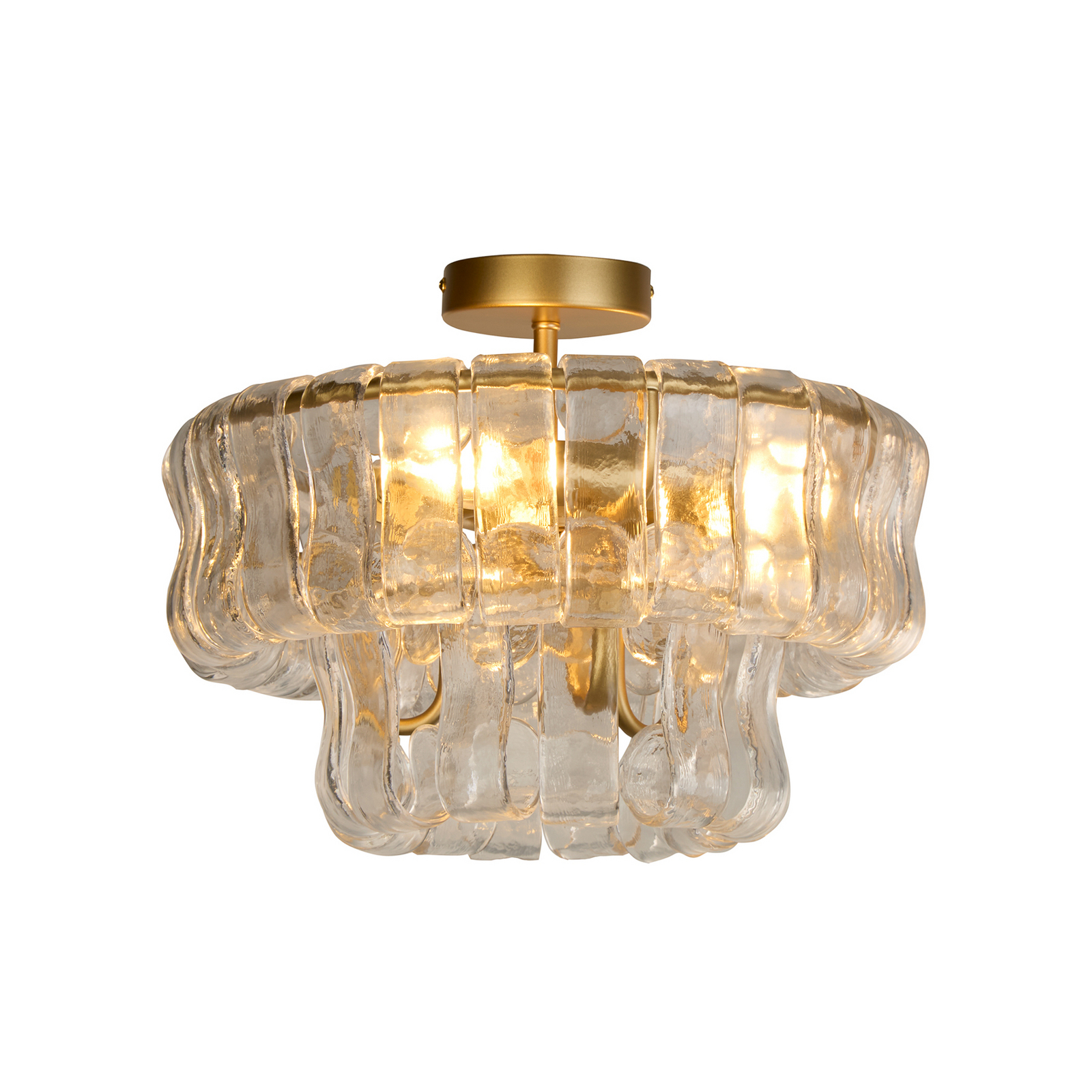 Plafón Bowlight, color dorado/transparente, cristal, metal, E14