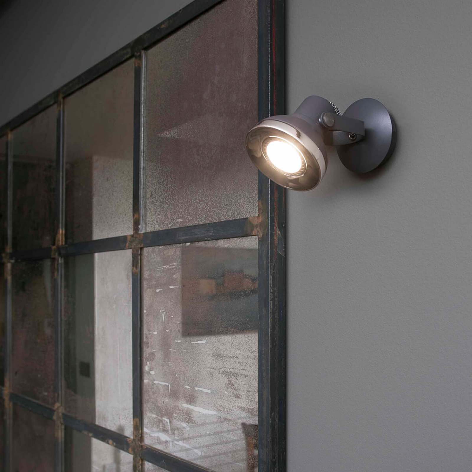 Ring - 1-lamp LED wandspot in donkergrijs