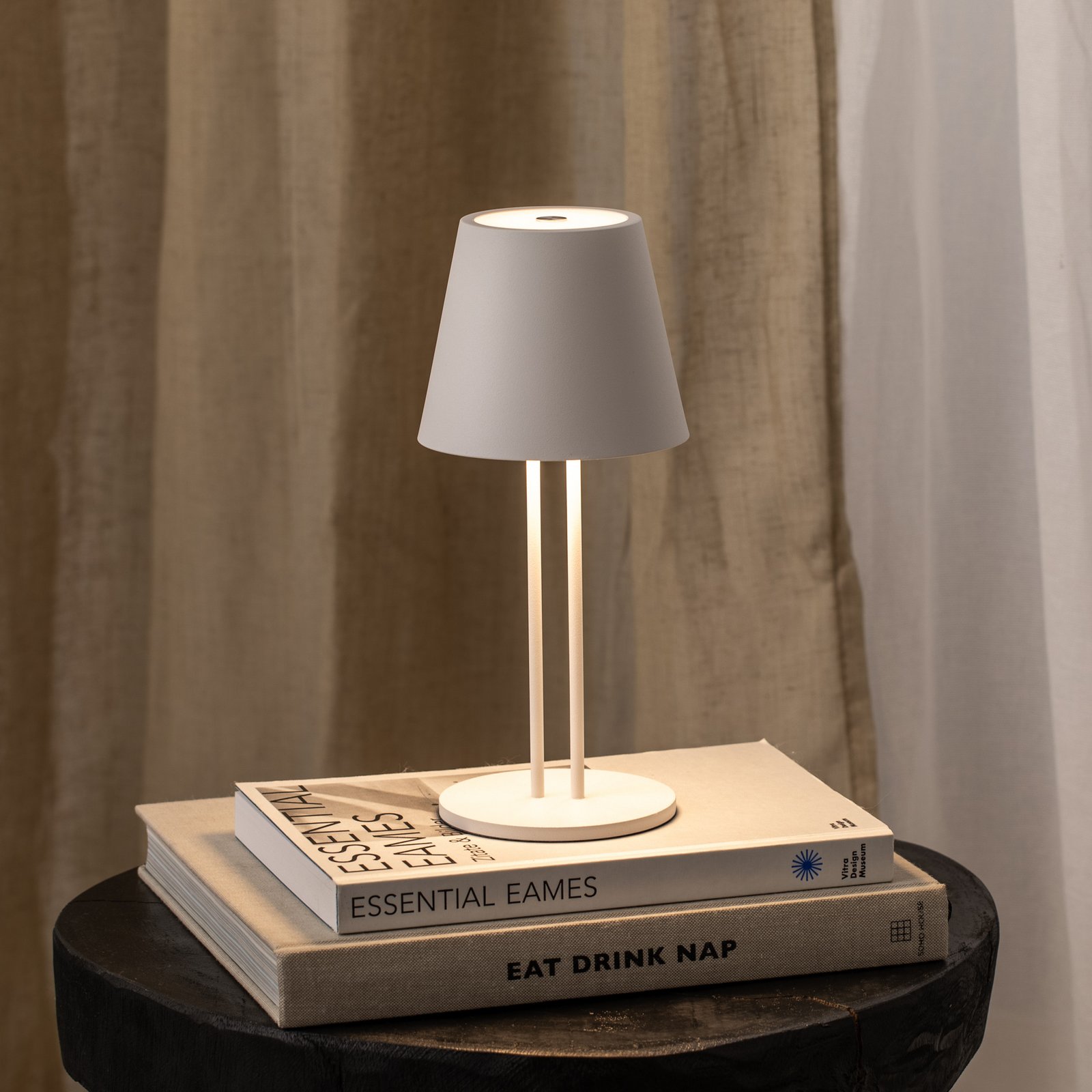 Lindby LED-Akkutischleuchte Janea TWIN, weiß, Metall