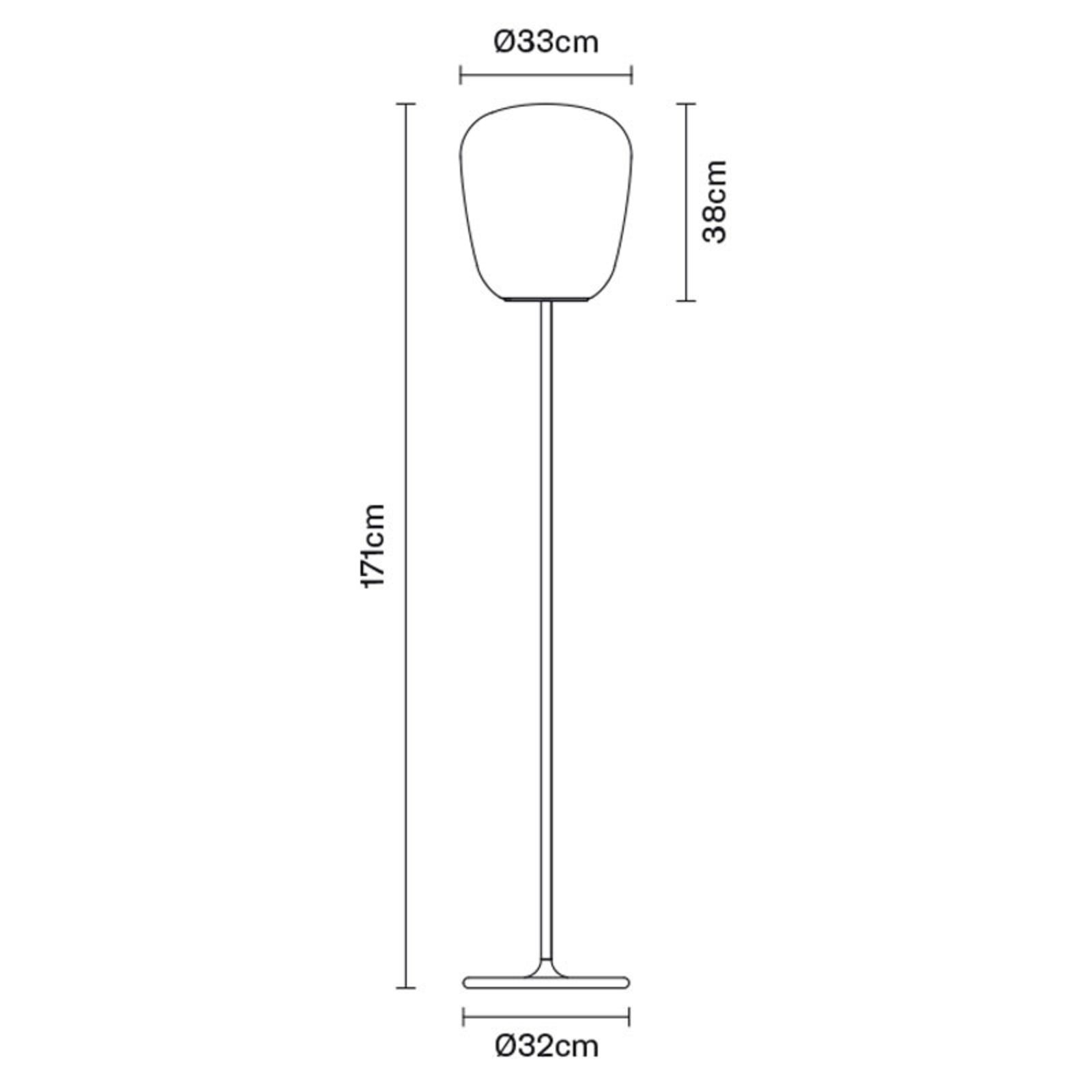 Fabbian Lumi Baka glas-vloerlamp, Ø 33 cm