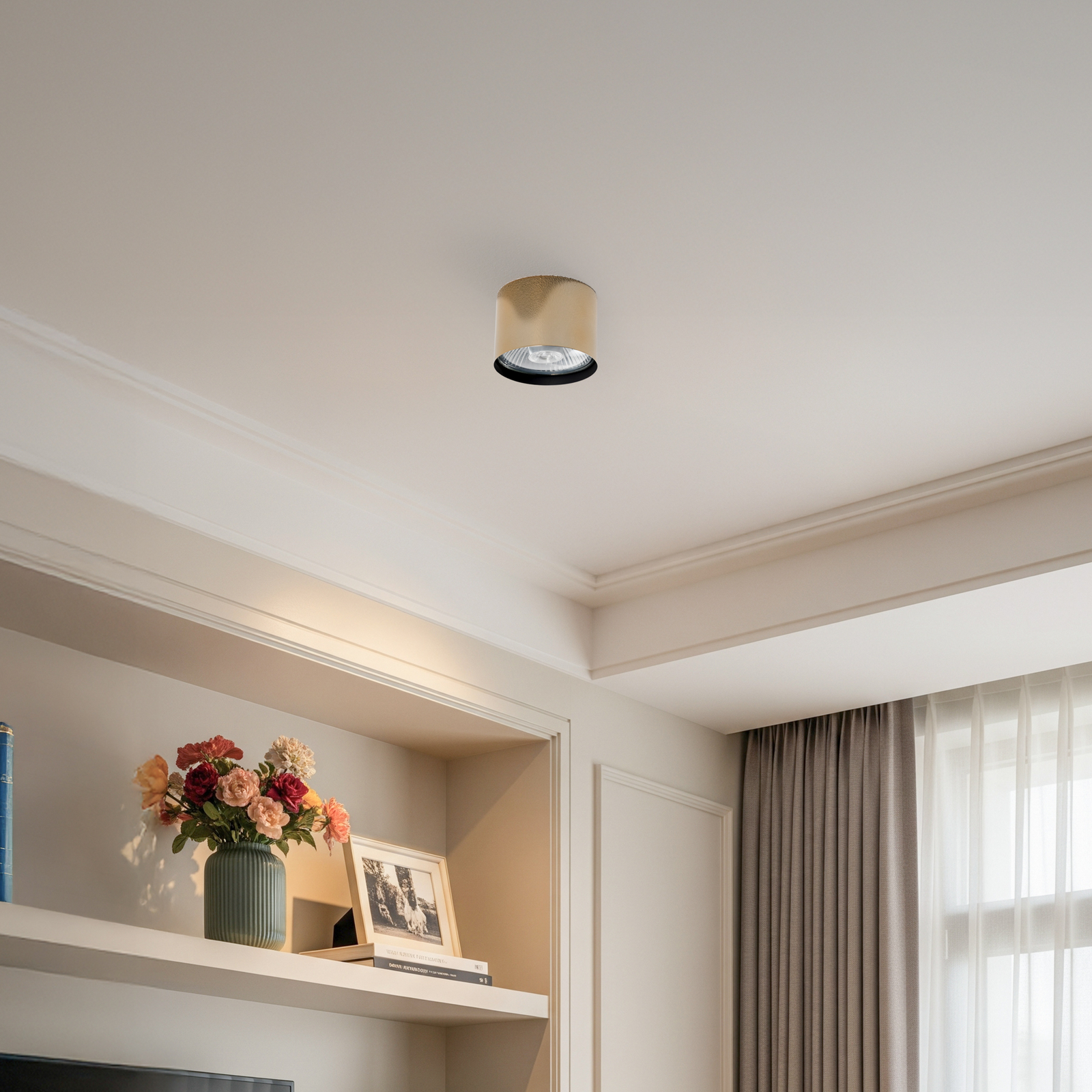 Faretto da soffitto Chloe fisso, acciaio color ottone