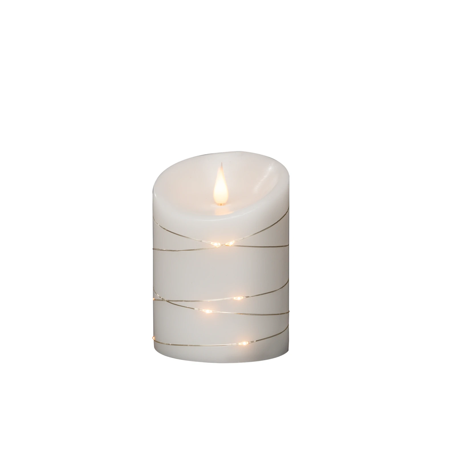 LED-Wachskerze weiß Lichtfarbe Warmweiß 14 cm