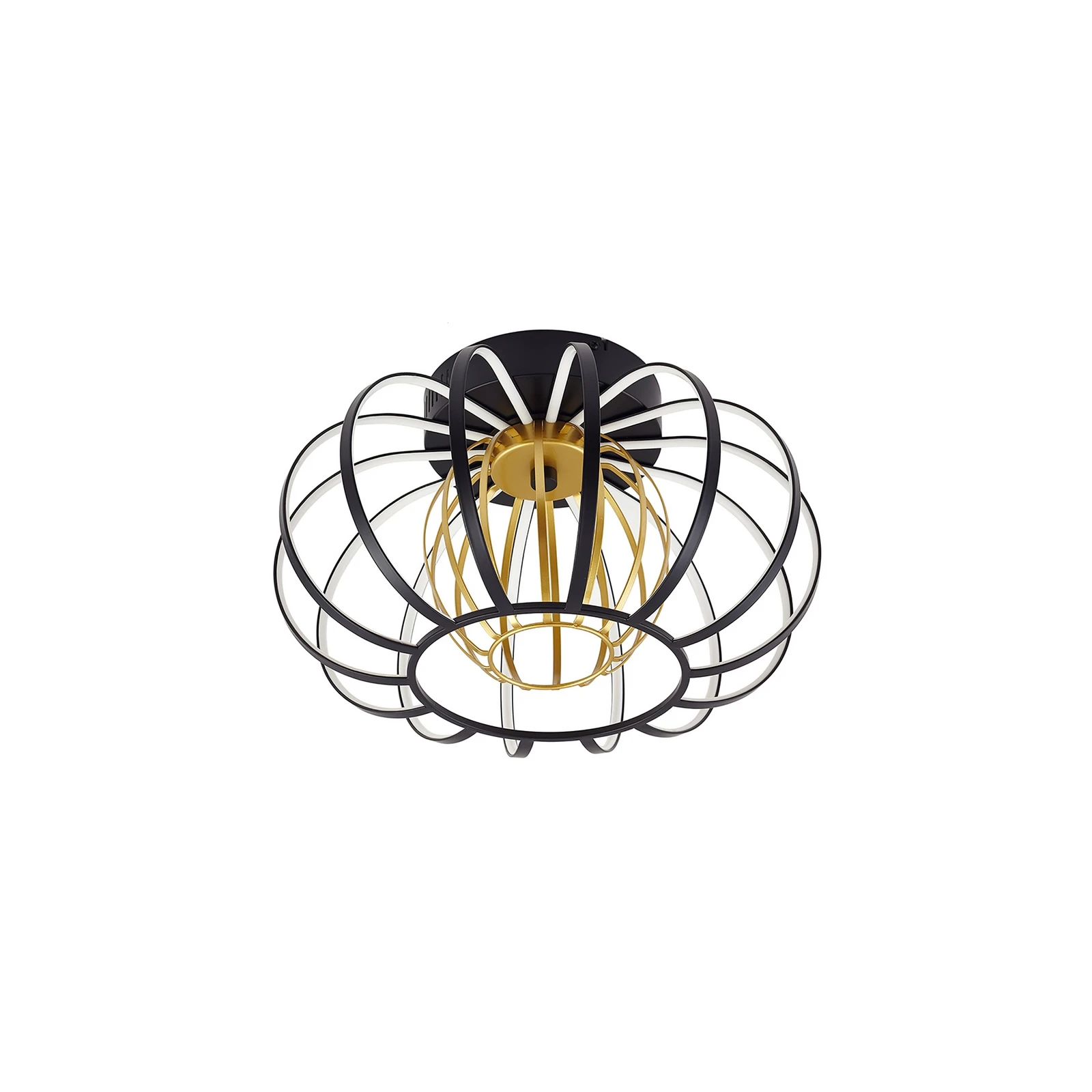 Lucande Plafón LED Birger, Ø 39cm, negro/oro