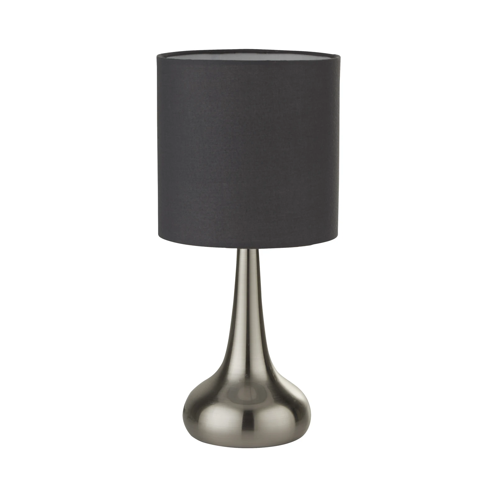 Candeeiro de mesa Neraiah, cinzento/prateado, tecido, 34 cm, regulável