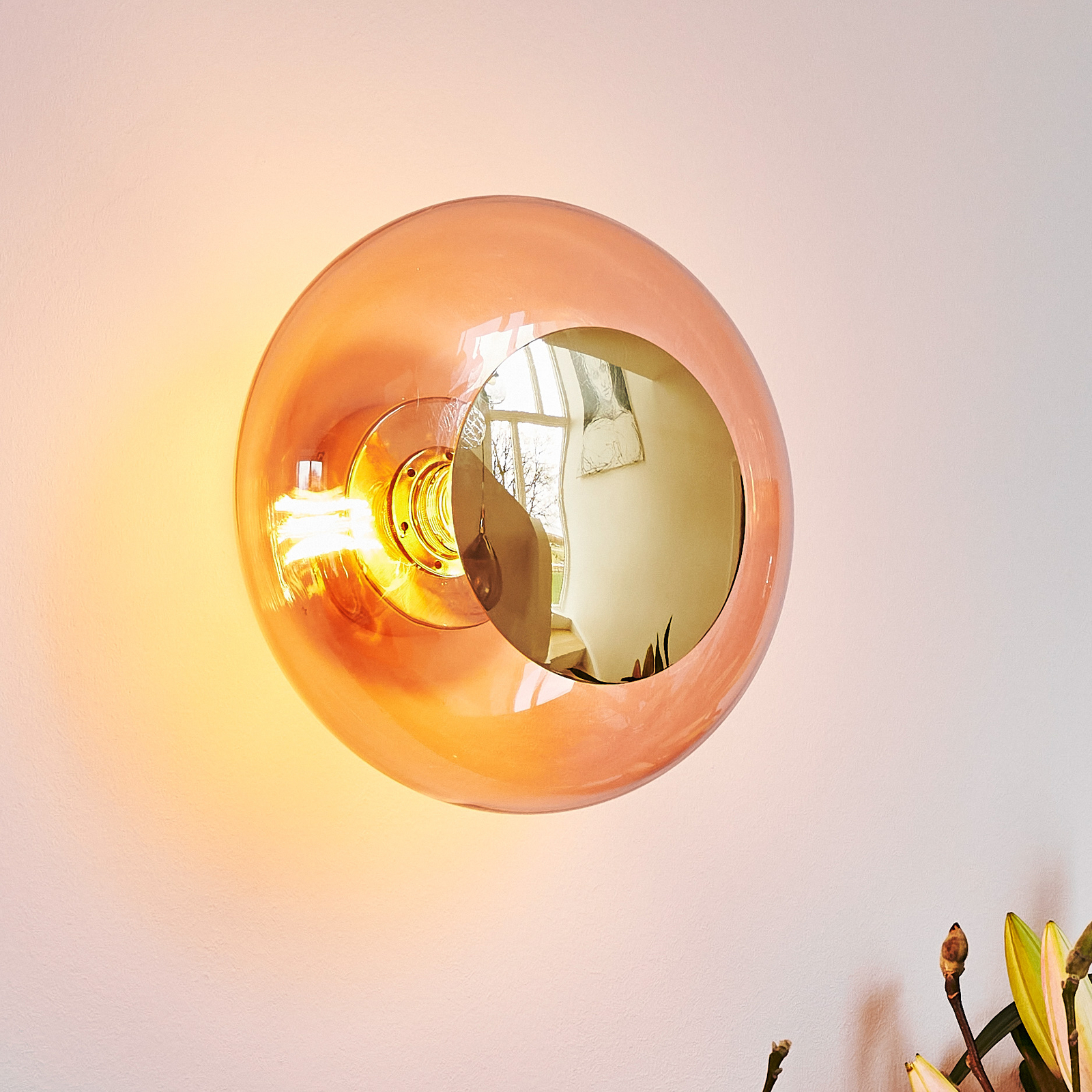 EBB & FLOW Wandleuchte HORIZON SURFACE, rosé, Glas, Ø 29 cm
