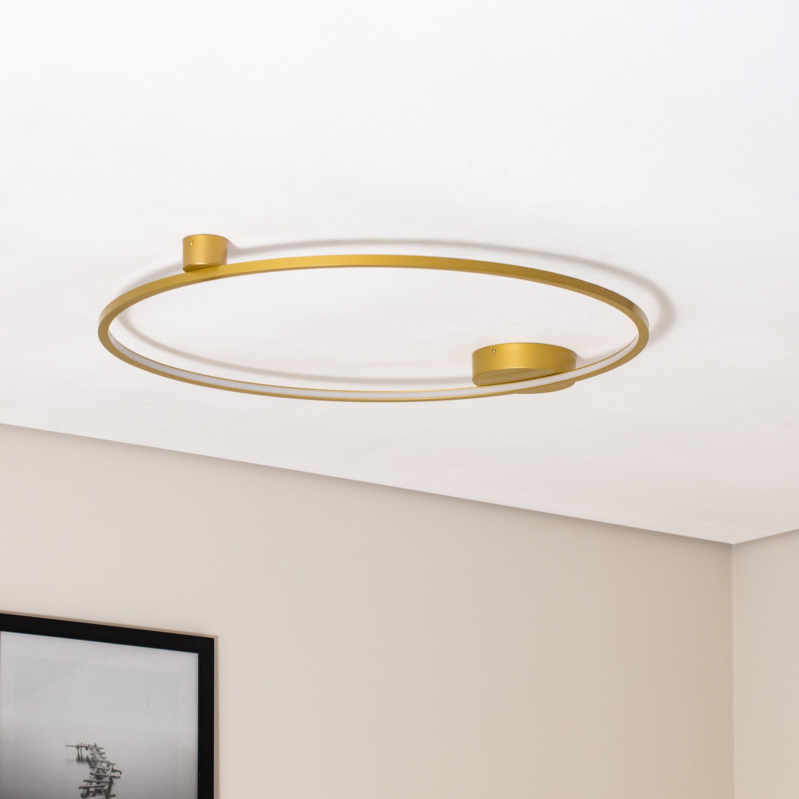 LED-Deckenleuchte Saturno, gold, Ø 80 cm, Metall, 4.000 K