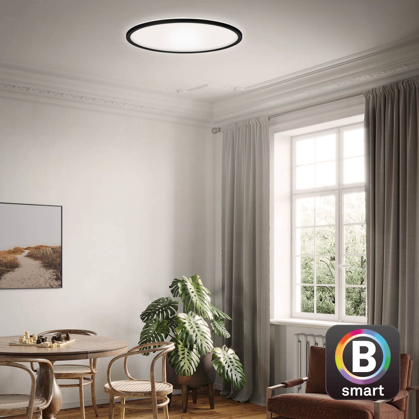Briloner LED-es mennyezeti lámpa Slim smart fekete dim CCT Ø 42 cm