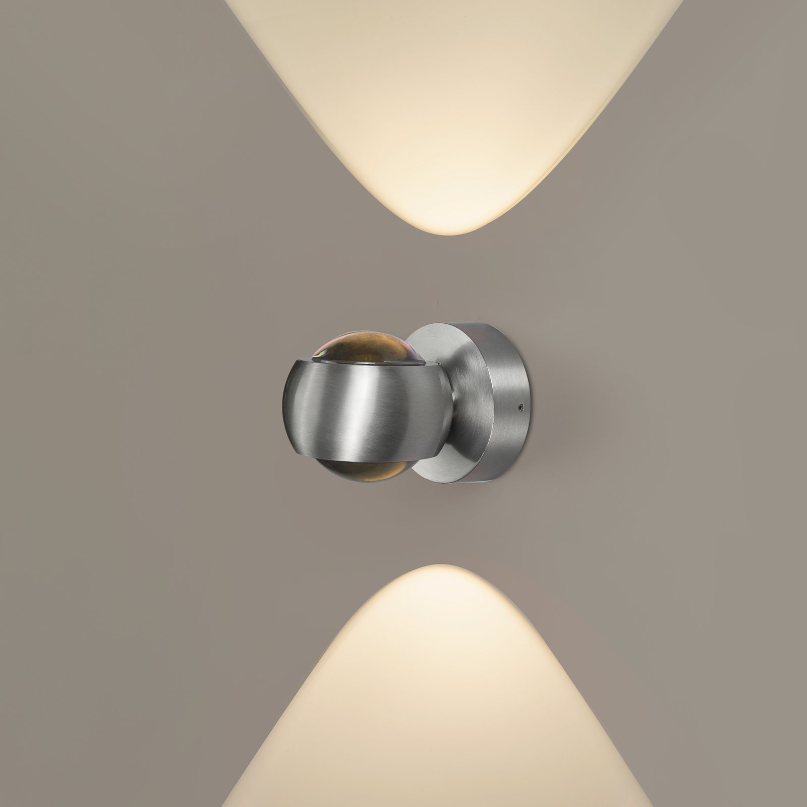 LED outdoor wall light, aluminium-coloured, up&down, CCT, dimmable