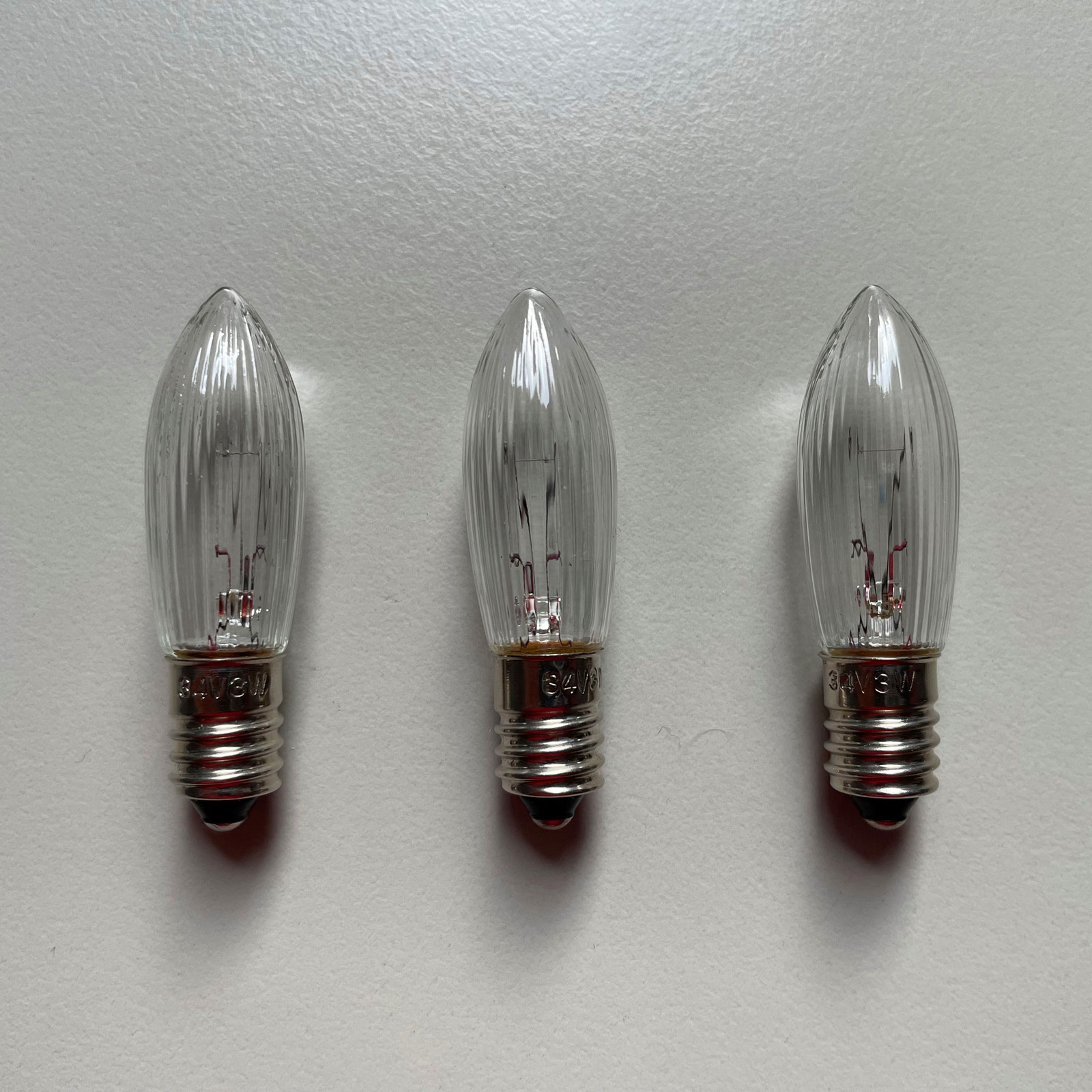 E10 Riffelkerze Ersatzlampe 3er Außenlichterbögen